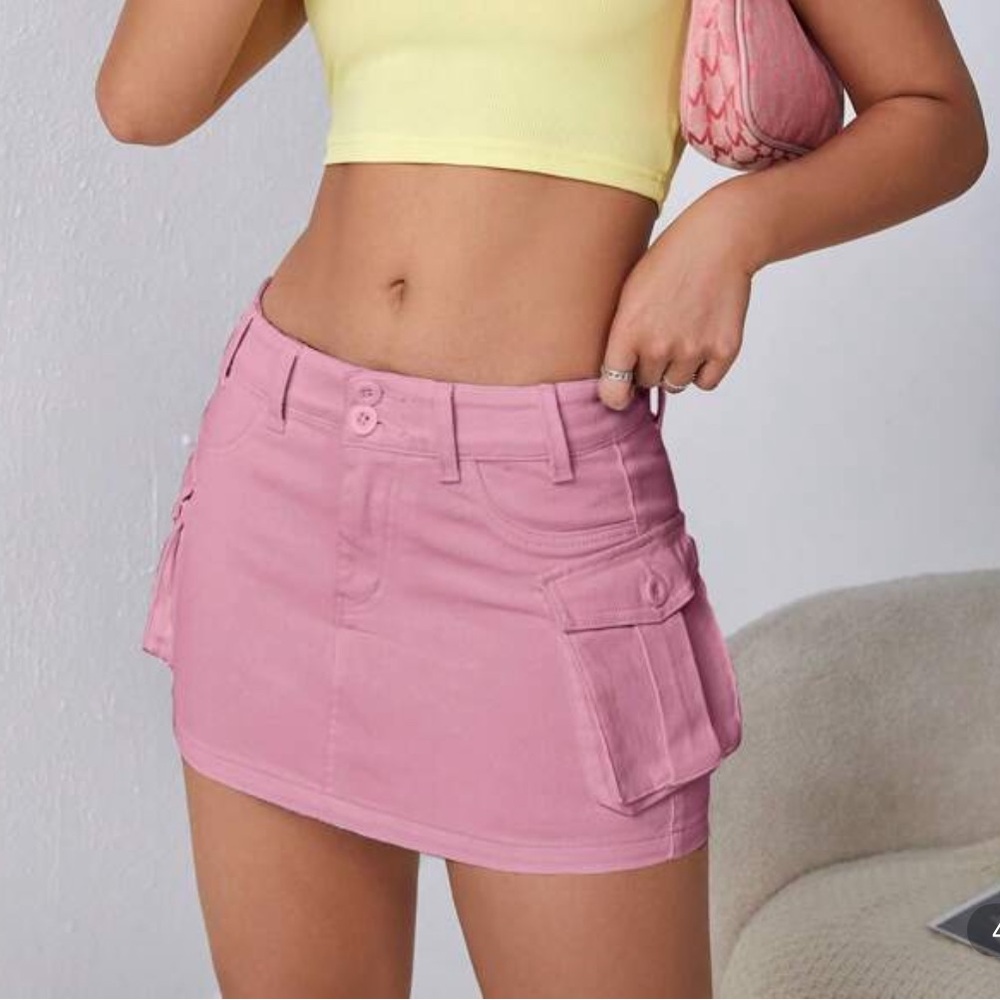Pink Cargo Mini Skirt
